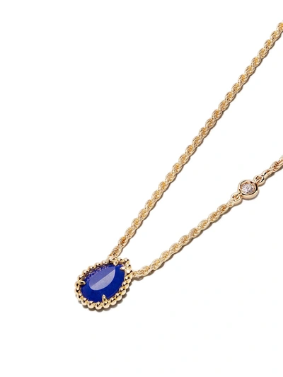 Shop Boucheron 18kt Yellow Gold Serpent Bohème Diamond And Lapis Lazuli Teardrop Xs Motif Pendant Necklace In Yg