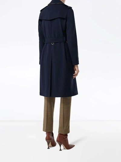 Shop Burberry Belted Trench Coat In Blue