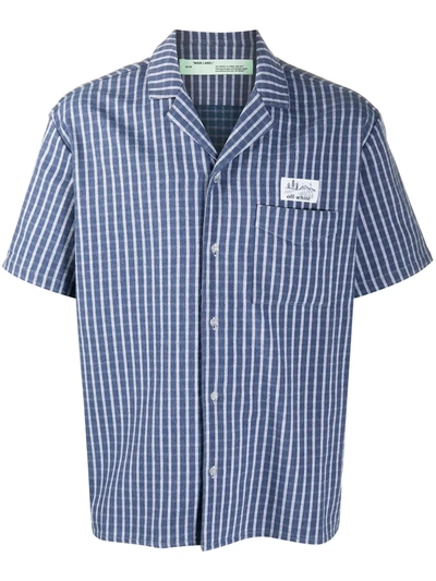 Shop Off-white Striped Short-sleeve Shirt In Blue