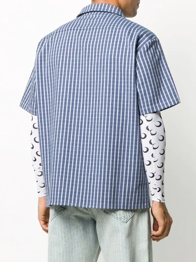 Shop Off-white Striped Short-sleeve Shirt In Blue