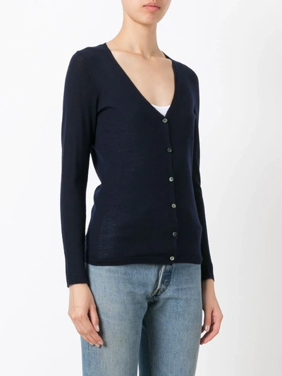 Shop N•peal Cashmere Button Up Cardigan In Blue