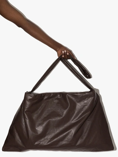 Shop Kassl Editions Square-body Oversized Tote Bag In Brown