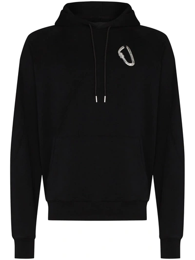 Shop Heliot Emil Carabiner Cotton Hoodie In Schwarz