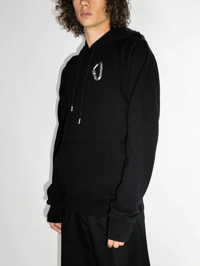 Shop Heliot Emil Carabiner Cotton Hoodie In Schwarz