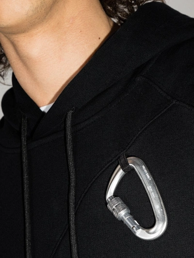 Shop Heliot Emil Carabiner Cotton Hoodie In Schwarz