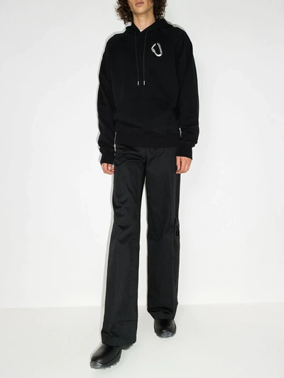 Shop Heliot Emil Carabiner Cotton Hoodie In Schwarz