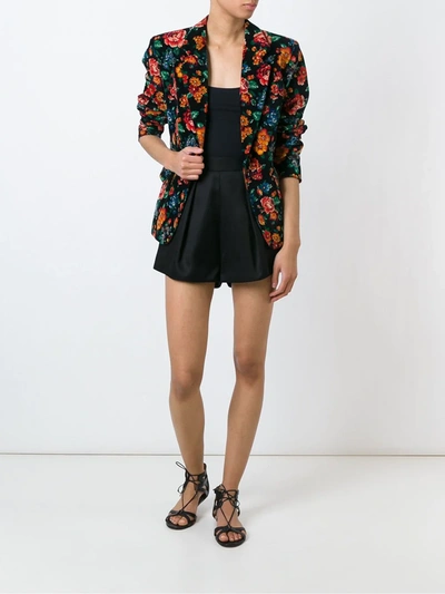 Pre-owned Kenzo 1980's Floral Print Blazer In Black