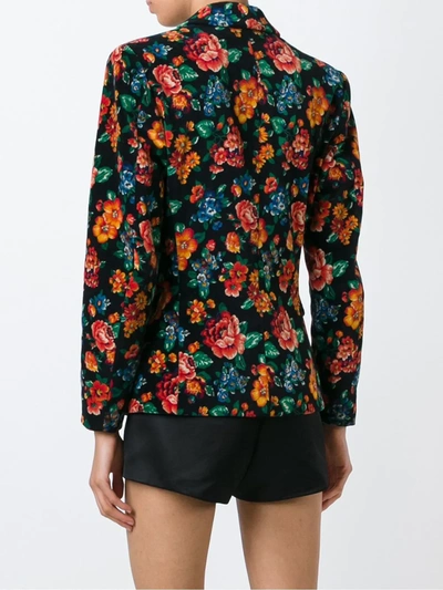 Pre-owned Kenzo 1980's Floral Print Blazer In Black