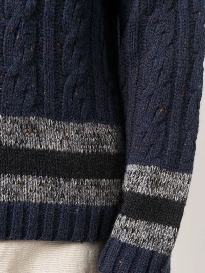 Pre-owned Valentino 2000s Cable Knit Striped Detailing Jumper In Blue