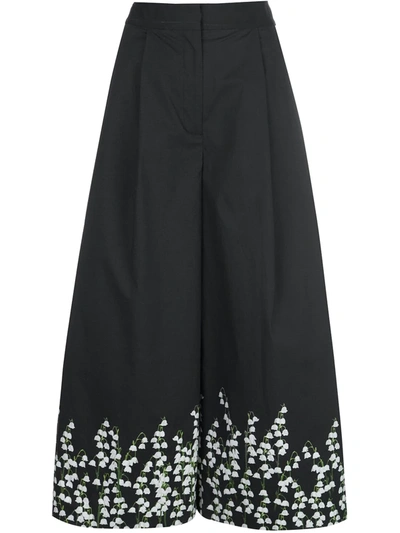 Shop Adam Lippes Floral Print Culottes In Black