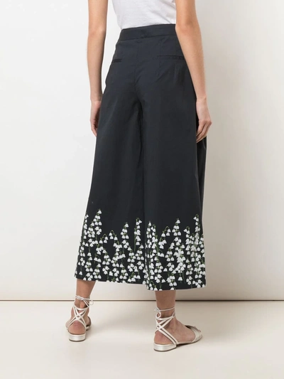 Shop Adam Lippes Floral Print Culottes In Black