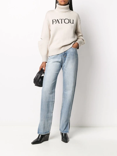 Shop Patou Oversized Cut-out Logo Jumper In Neutrals