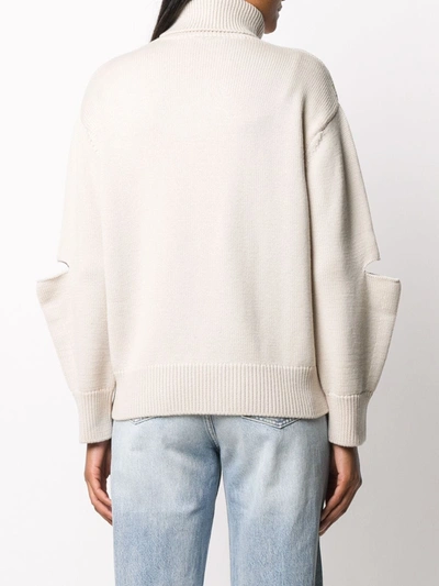 Shop Patou Oversized Cut-out Logo Jumper In Neutrals