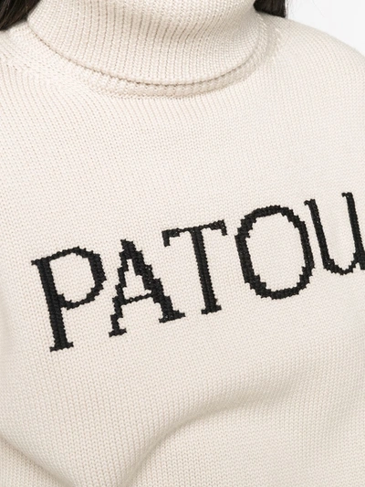 Shop Patou Oversized Cut-out Logo Jumper In Neutrals