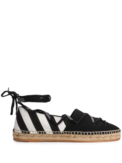 Off-white Canvas Espadrilles In Black