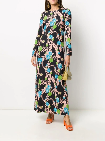 Shop La Doublej Long Floral Dress In Black