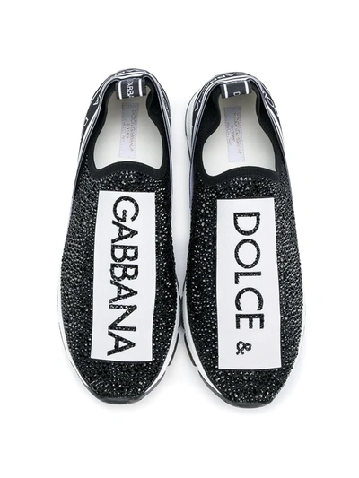 Shop Dolce & Gabbana Teen Rhinestone-embellished Slip-on Sneakers In Black