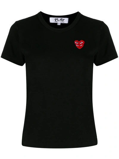 Shop Comme Des Garçons Play Short-sleeved Heart Patch T-shirt In Black