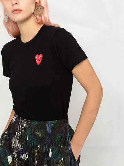 Comme Des Garçons Play Short-sleeved Heart Patch T-shirt In Black