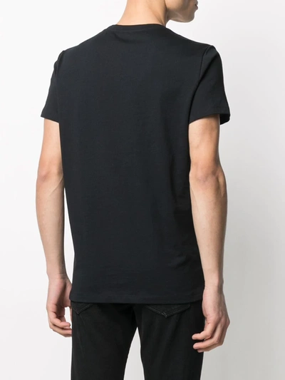 Shop Balmain Flocked Logo T-shirt In Black