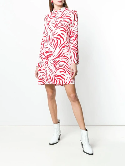 Shop Msgm Abstract Print Short Dress In Red