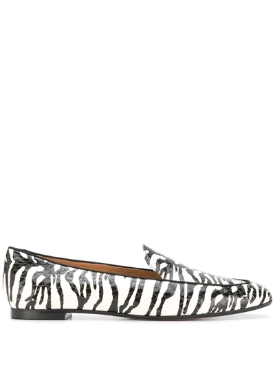 Shop Aquazzura Zebra Pattern Loafers In Black