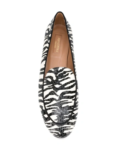 Shop Aquazzura Zebra Pattern Loafers In Black