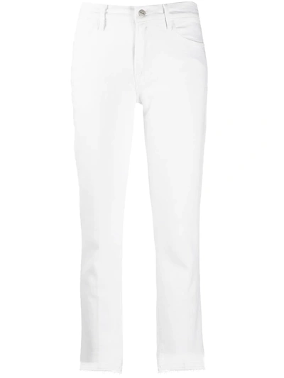 Shop Frame Le High Straight-leg Released Hem Jeans In White
