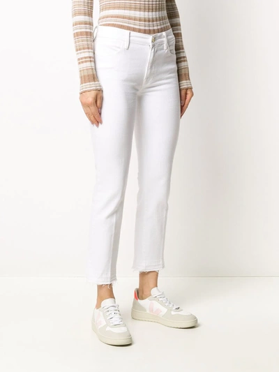 Shop Frame Le High Straight-leg Released Hem Jeans In White