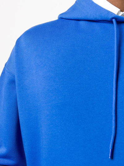 Shop Balenciaga Oversized Logo Print Hoodie In Blue