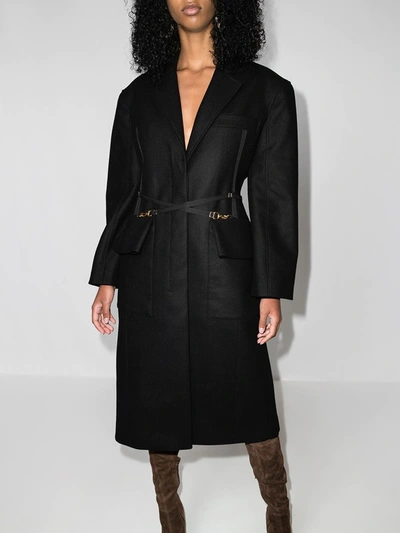 Shop Jacquemus Soco Strap Detail Midi Coat In Black