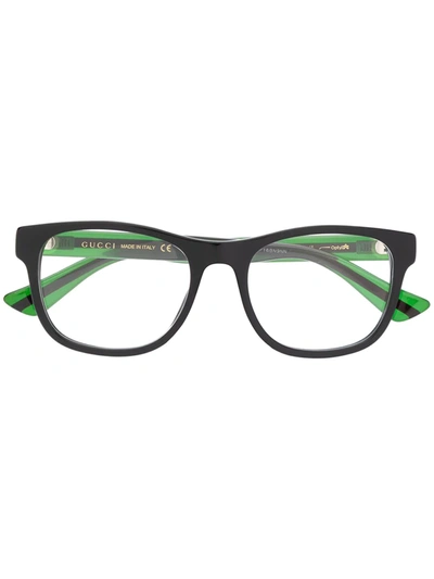 Shop Gucci Wayfarer Frame Glasses In Black
