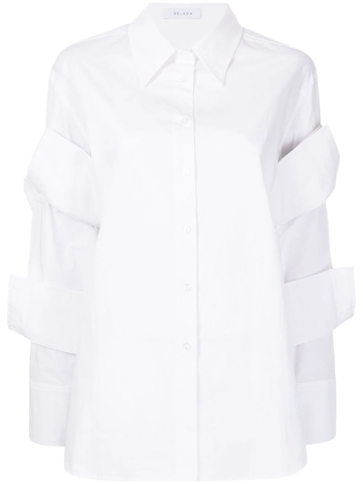 Shop Delada Layered Sleeve Shirt In Weiss