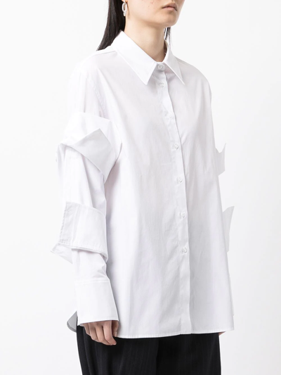Shop Delada Layered Sleeve Shirt In Weiss