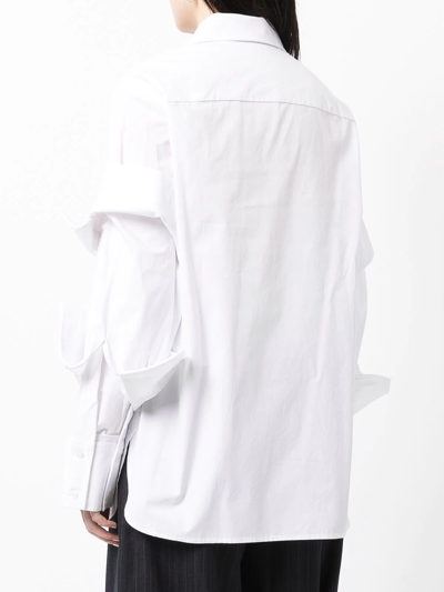 Shop Delada Layered Sleeve Shirt In Weiss