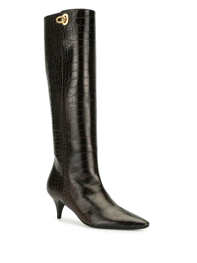 Shop Tom Ford Crocodile Effect Low-heel Boots In Brown