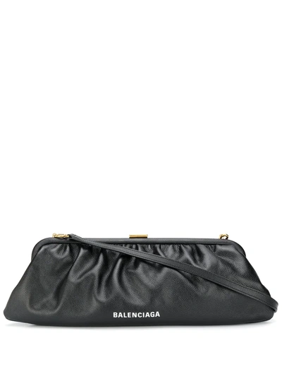 Shop Balenciaga Xl Cloud Clutch In Black