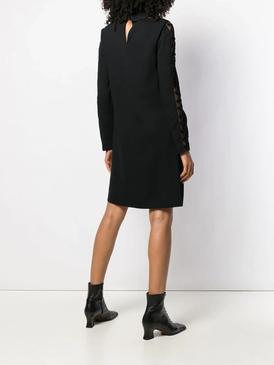 Shop Fendi Lace Sleeve Shirt Dress In Black