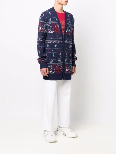 Shop Etro Paisley Bandana Jacquard Cardigan In Blue