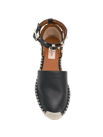 VALENTINO VALENTINO GARAVANI ROCKSTUD DOUBLE FLAT ESPADRILLES - 黑色