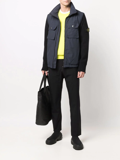 Stone Island Removable Sleeves Padded Jacket In Blau