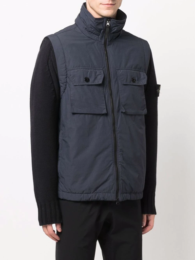 Stone Island Removable Sleeves Padded Jacket In Blau