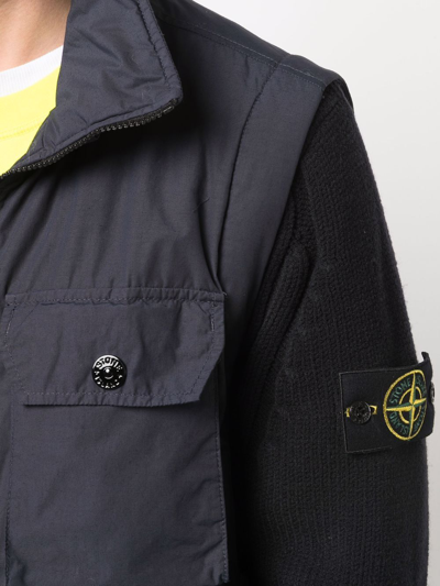 Stone Island Removable Sleeves Padded Jacket In Blau