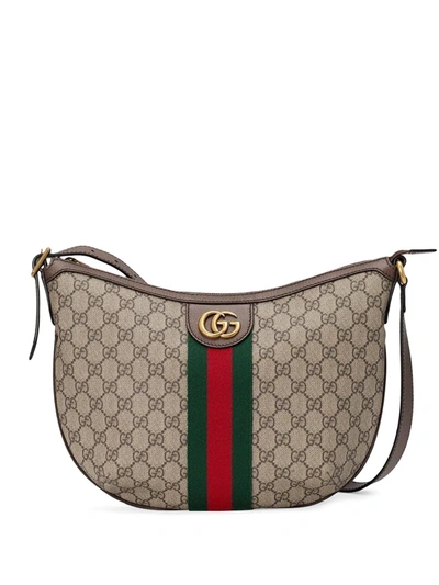 Shop Gucci Small Ophidia Crossbody Bag In Brown