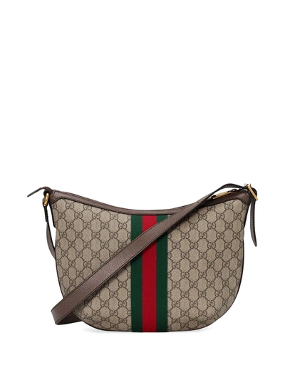 Shop Gucci Small Ophidia Crossbody Bag In Brown