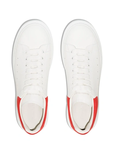 Alexander Mcqueen White Low Top Sneakers With Contrasting Heel With Embossed Logo Lettering In Leather Man In White