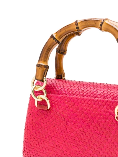 Shop Serpui Bamboo Handle Wicker Bag In Pink