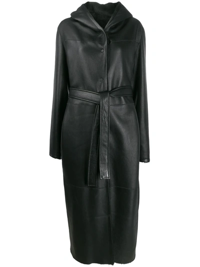 Shop Liska Panelled Belted Coat In Black