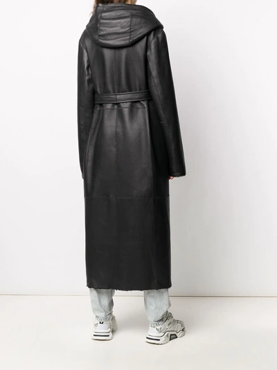 Shop Liska Panelled Belted Coat In Black