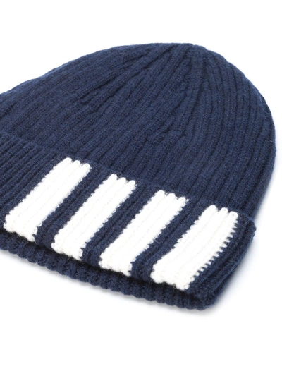 Thom Browne 4-bar Stripe Cashmere Beanie In Blue